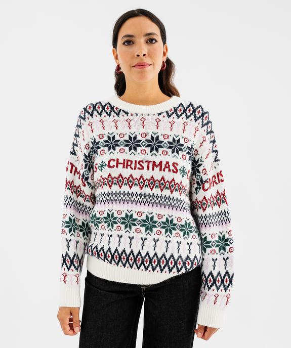 Pull Noël col rond femme vue2 - GEMO(FEMME PAP) - GEMO