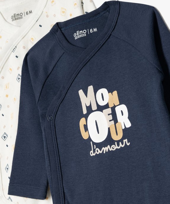 Body manches longues et fermeture devant croisée bébé (lot de 3) vue4 - GEMO 4G BEBE - GEMO