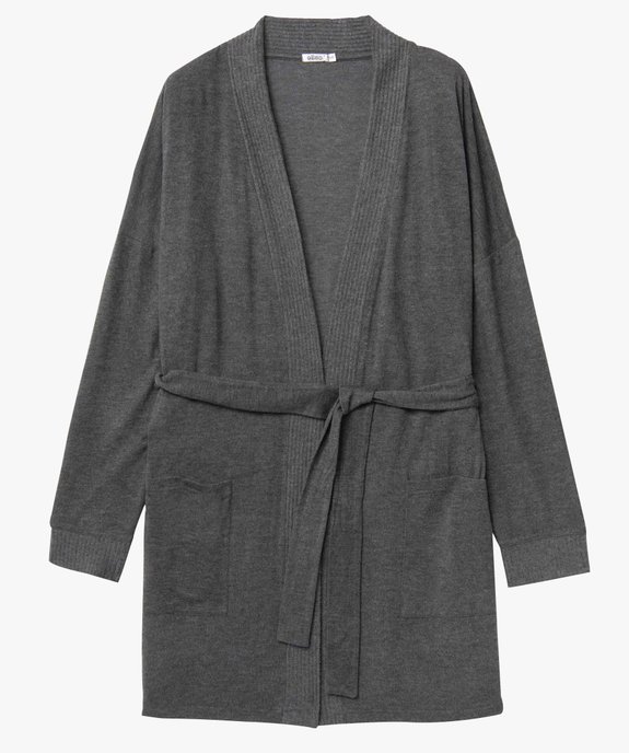 Veste d'intérieur femme grande taille en maille douce avec ceinture à nouer vue4 - GEMO(HOMWR FEM) - GEMO