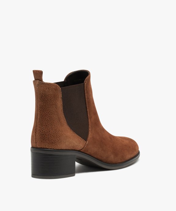 Chelsea boots dessus cuir à petit talon femme vue4 - TANEO - GEMO
