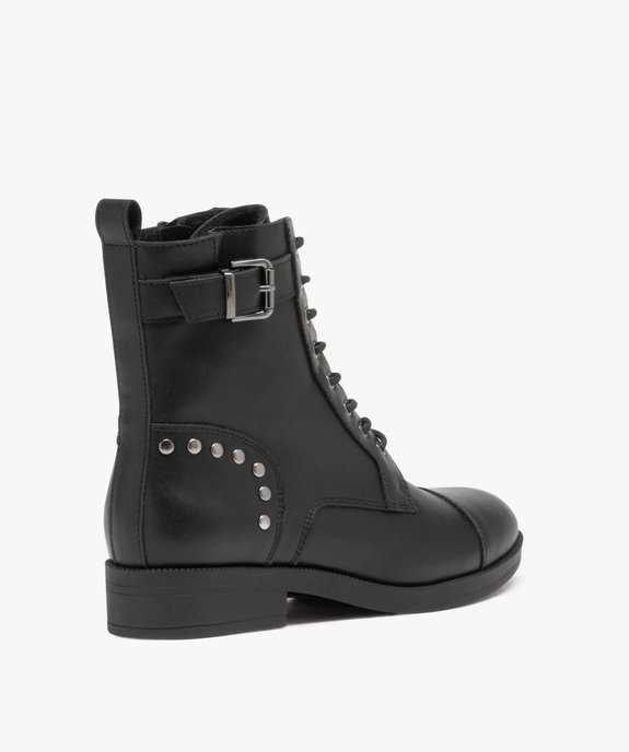 Boots femme unies style rock fermeture lacets et zip vue5 - GEMO (CASUAL) - GEMO