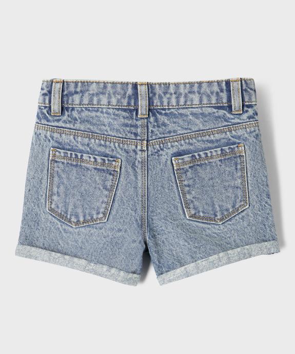 Short en jean à revers avec taille ajustable fille vue3 - GEMO 4G FILLE - GEMO