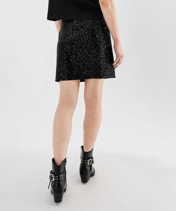 Jupe courte en velours avec sequins brodés femme vue4 - GEMO(FEMME PAP) - GEMO