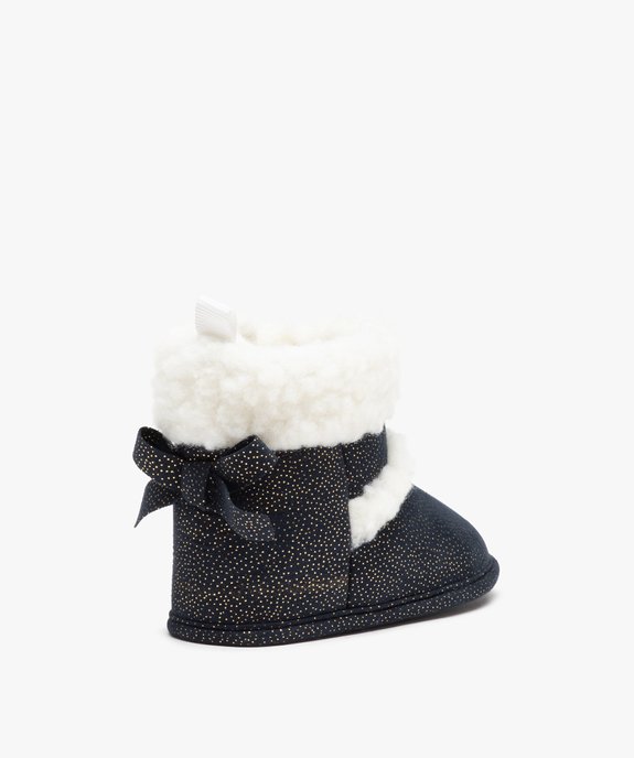 Chaussons bébé fille boots pailletées à col sherpa vue4 - GEMO 4G BEBE - GEMO