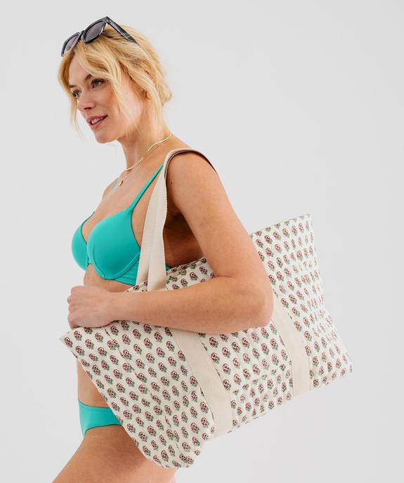 Sac cabas zippé grand format en toile fleurie femme vue1 - GEMO (ACCESS) - GEMO