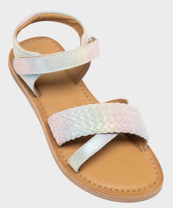 Sandales en cuir à brides croisées irisées et scratch ajustable fille - Lovely Wings vue5 - LOVELY WINGS GEMO FOR GOOD - GEMO