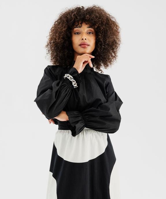 Blouse en coton stretch avec finitions froncées femme vue1 - GEMO(FEMME PAP) - GEMO