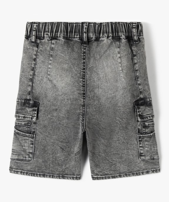 Bermuda en jean garçon à poches cargo et taille élastiquée vue3 - GEMO (ENFANT) - GEMO