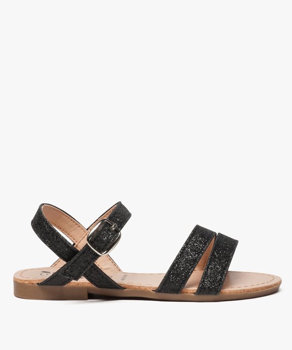Sandales filles unies à brides fermeture boucle Dessus noir pailleté vue1 - GEMO (ENFANT) - GEMO