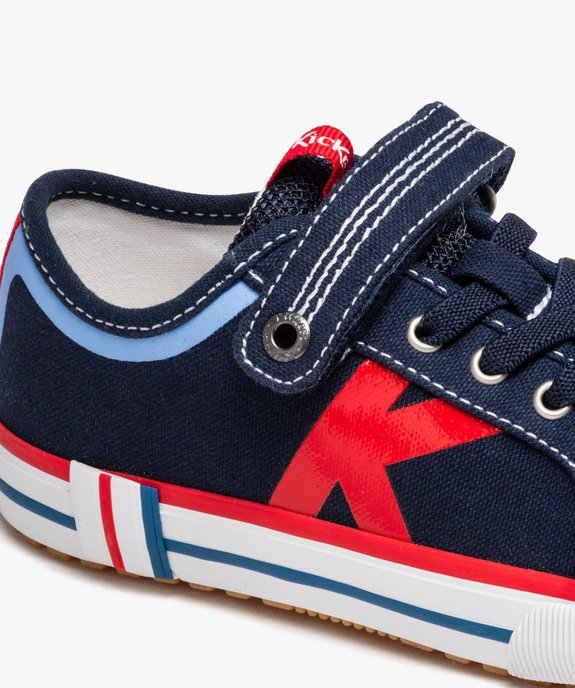 Baskets garçon en toile tricolores avec scratch - Kickers vue6 - KICKERS - GEMO