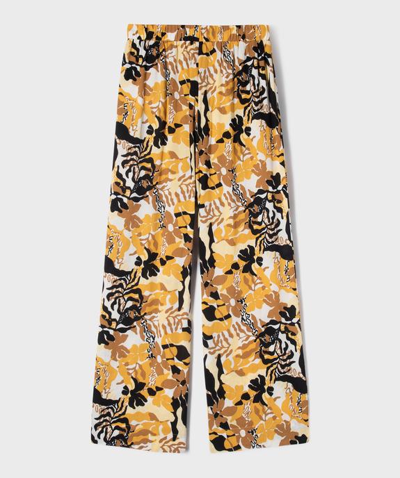Pantalon large en viscose avec taille élastique fille vue3 - GEMO 4G FILLE - GEMO