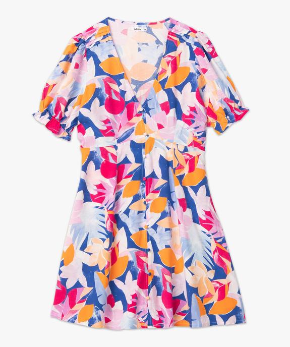 Robe femme fleurie à manches courtes et boutons fantaisie vue4 - GEMO(FEMME PAP) - GEMO