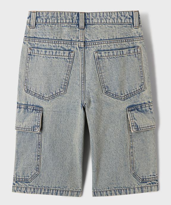 Bermuda en jean cargo regular en coton délavé garçon vue4 - GEMO (JUNIOR) - GEMO