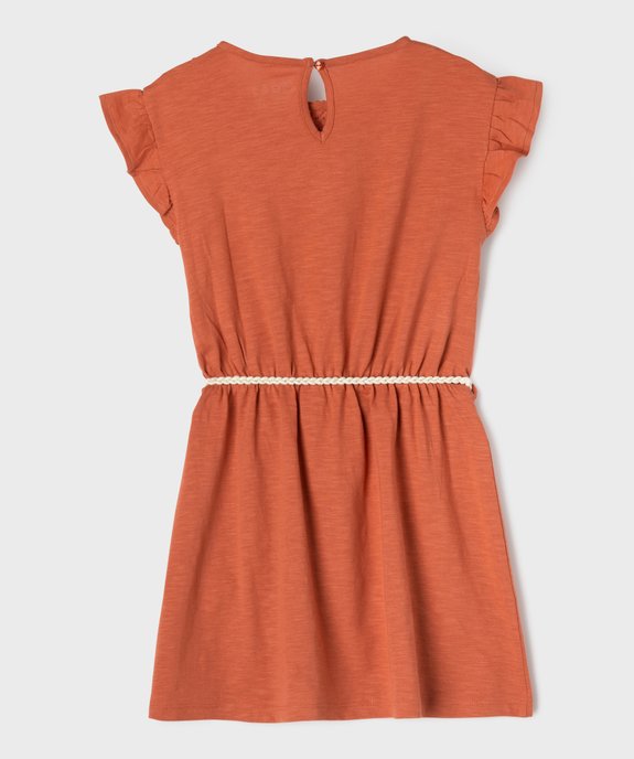 Robe fille en maille avec buste brodé et manches à volants vue3 - GEMO 4G FILLE - GEMO
