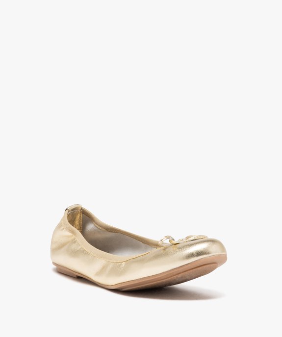 Ballerines femme en cuir métallisé avec noeud fantaisie - Taneo vue2 - TANEO - GEMO