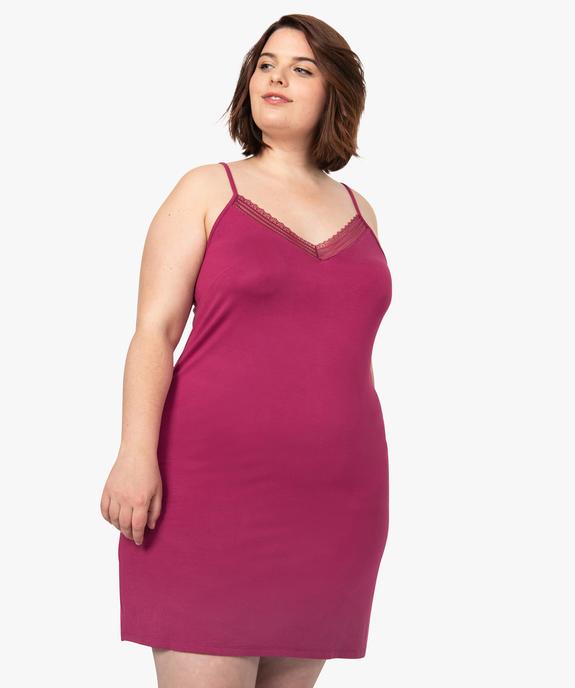 Nuisette femme grande taille à bretelles et col V dentelle vue1 - GEMO 4G FEMME - GEMO