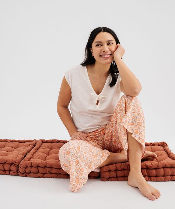 Haut de pyjama à col V sans manches femme vue1 - GEMO(HOMWR FEM) - GEMO