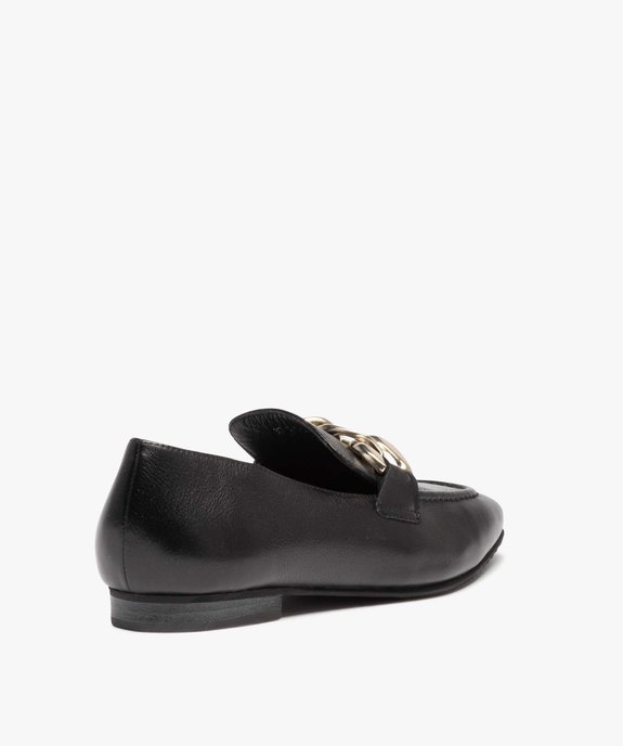 Mocassins femme en cuir avec bride chaînette  vue4 - GEMO (CASUAL) - GEMO