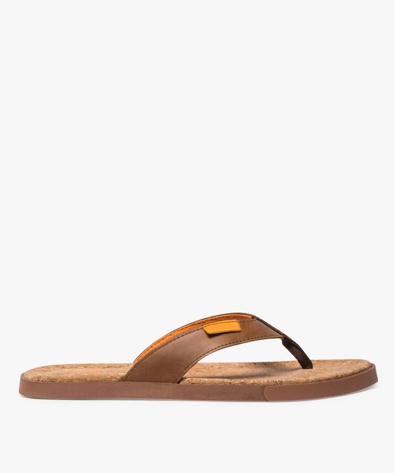 Tongs homme semelle liège et dessus des brides en cuir  vue1 - GEMO (CASUAL) - GEMO