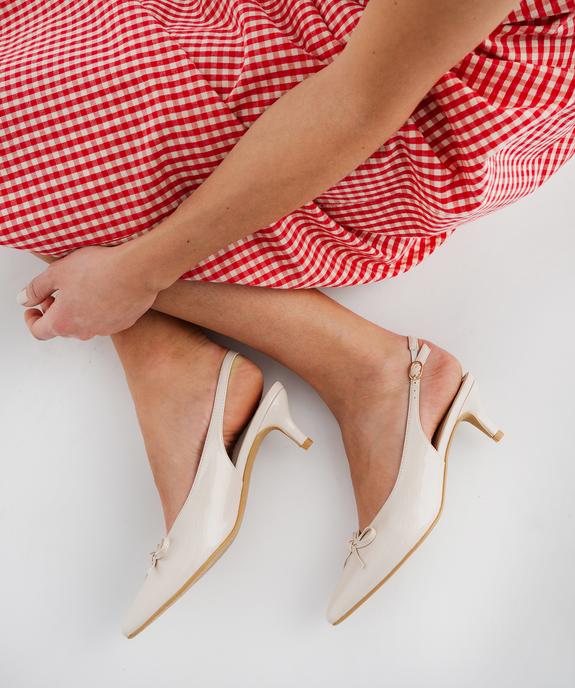 Escarpins vernis kitten heels à bout pointu et talon ouvert femme vue1 - FOLLOW ME - GEMO