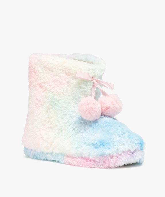Chaussons femme boots fourrées à pompons vue2 - GEMO(HOMWR FEM) - GEMO