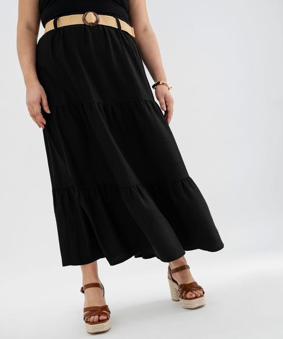Jupe longue ample et fluide à volants et ceinture femme grande taille vue1 - GEMO (G TAILLE) - GEMO