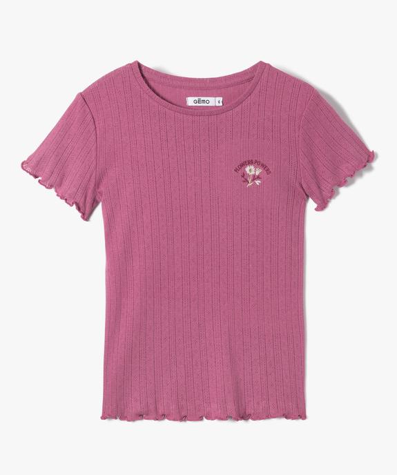 Tee-shirt fille à manches courtes en maille fantaisie vue1 - GEMO (ENFANT) - GEMO