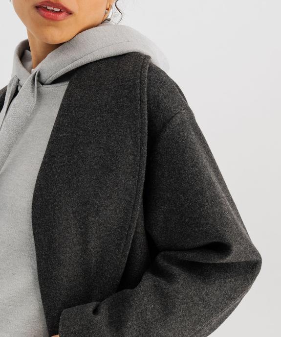 Manteau long croisé avec ceinture à nouer femme vue2 - GEMO 4G FEMME - GEMO
