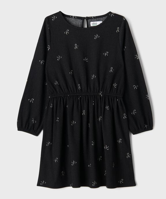 Robe manches longues en maille extensible imprimé fille vue1 - GEMO 4G FILLE - GEMO