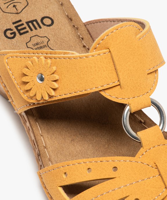Mules femme confort compensées à brides unies ajourées vue6 - GEMO (CONFORT) - GEMO
