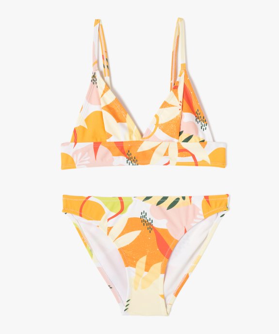 Maillot de bain fille 2 pièces à motif feuillage vue1 - GEMO (JUNIOR) - GEMO