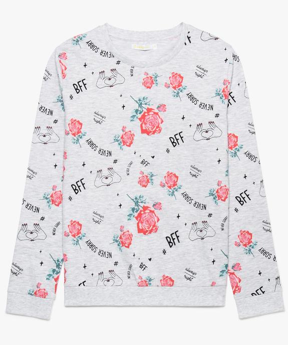 Sweat fille en jersey bouclette à motifs all over vue1 - GEMO (JUNIOR) - GEMO