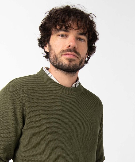 Pull homme en maille unie vue2 - GEMO (HOMME) - GEMO