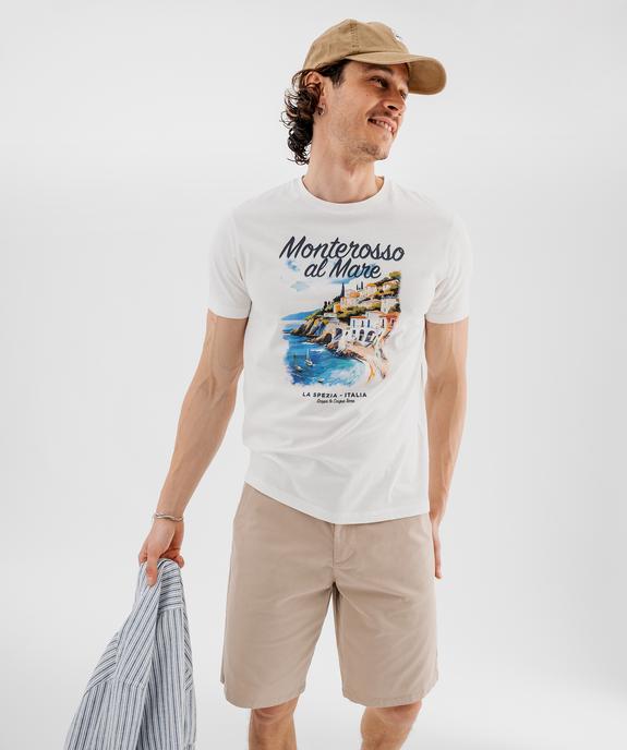 Tee-shirt manches courtes en jersey de coton imprimé homme vue1 - GEMO 4G HOMME - GEMO