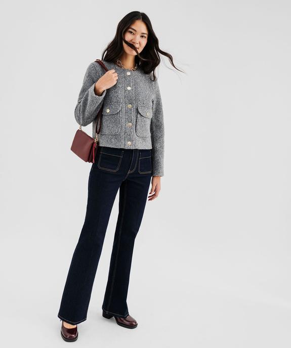 Jean flare taille haute à plis et poches plaquées femme vue4 - GEMO(FEMME PAP) - GEMO