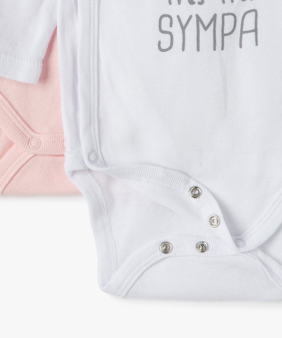 Body bébé manches longues fermeture croisée (lot de 3) vue4 - GEMO 4G BEBE - GEMO