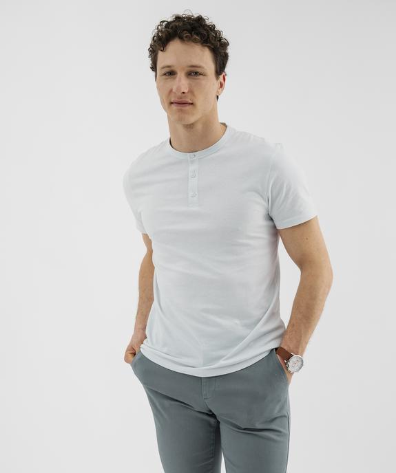 Tee-shirt manches courtes col tunisien homme vue1 - GEMO 4G HOMME - GEMO