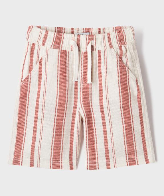 Bermuda large en coton tissé rayé à taille élastiquée garçon vue1 - GEMO 4G GARCON - GEMO