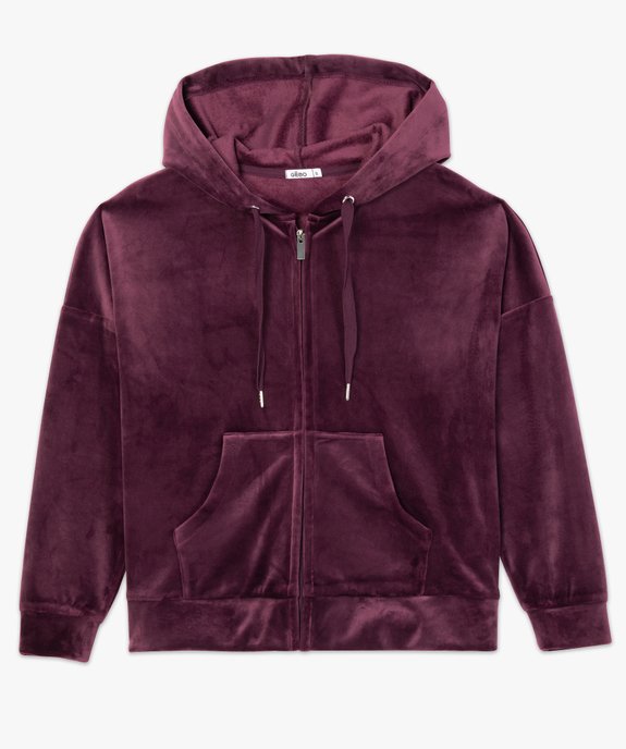 Sweat femme zippé à capuche en velours vue4 - GEMO(FEMME PAP) - GEMO