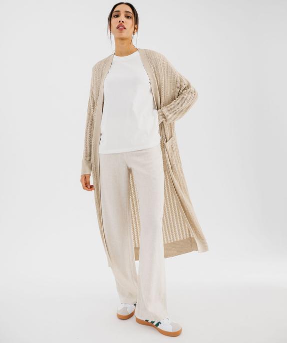 Gilet long en maille pailletée ajourée femme vue1 - GEMO(FEMME PAP) - GEMO