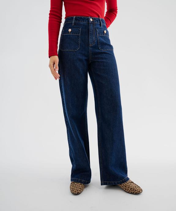 Jean wide leg taille haute avec poches plaquées femme  - LuluCastagnette vue1 - LULU CASTAGNETTE GEMO FOR GOOD - GEMO