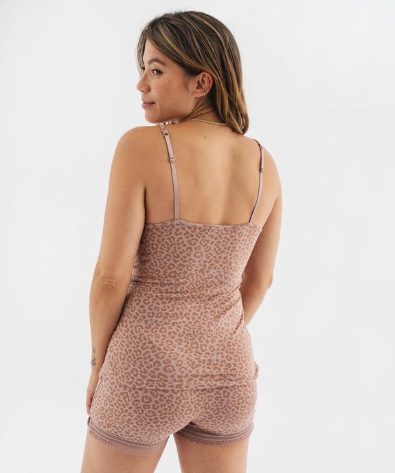 Haut de pyjama à fines bretelles et dentelle femme vue3 - GEMO 4G FEMME - GEMO