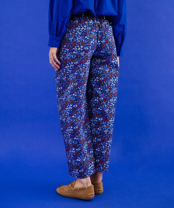 Pantalon coupe barrel en coton fleuri à taille élastiquée femme vue5 - GEMO(FEMME PAP) - GEMO