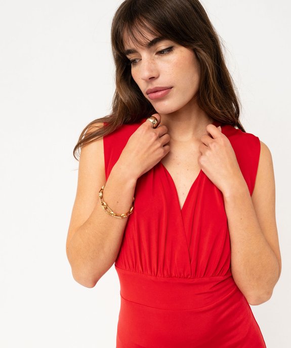 Robe en maille satinée avec décolleté drapé femme vue2 - GEMO(FEMME PAP) - GEMO