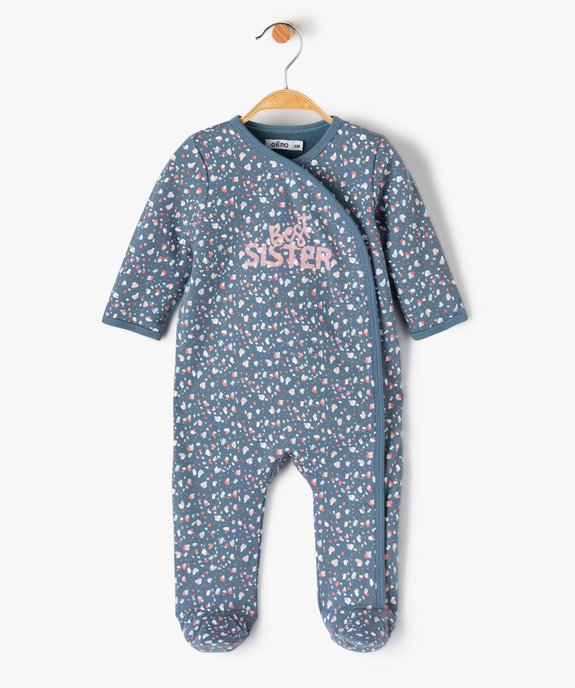 Pyjama bébé fille en jersey terrazzo ouverture devant  vue1 - GEMO(BB COUCHE) - GEMO