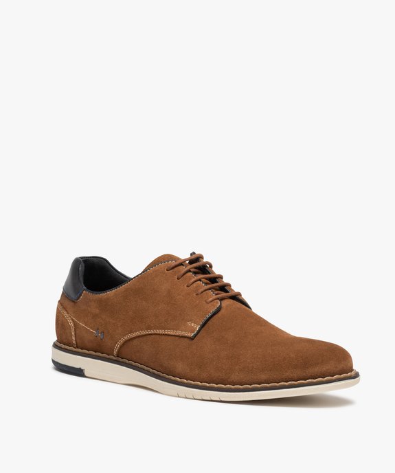 Derbies homme dessus cuir uni et semelle contrastante - GEMO(URBAIN) Derbies homme dessus cuir uni et semelle contrastante vue2 - GEMO(URBAIN) - GEMO