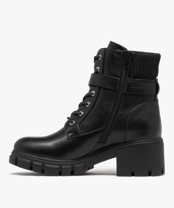 Boots femme à talon cranté et col chaussette effet métallisé scintillant vue4 - 5 MILES - GEMO