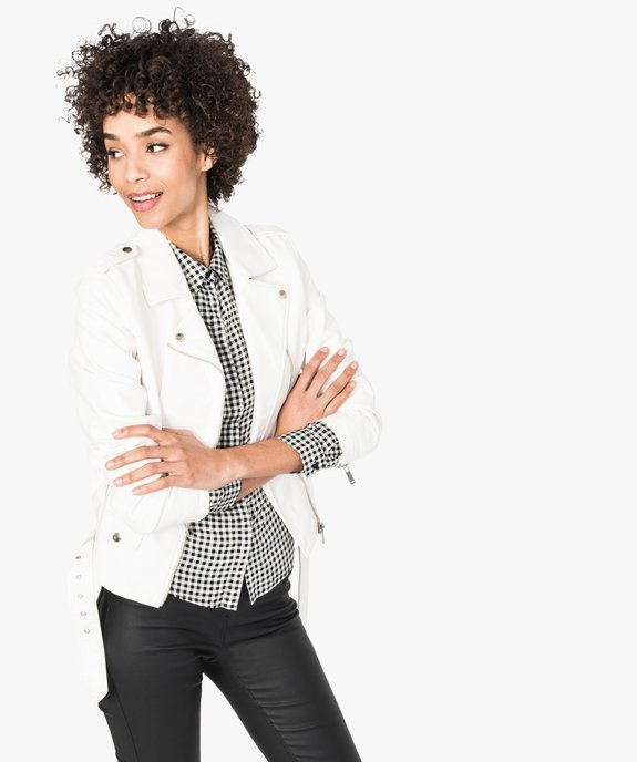Veste perfecto avec ceinture en cuir synthétique vue1 - FOLLOW ME - GEMO