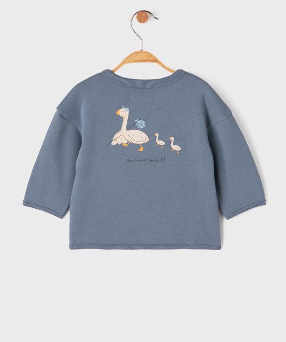 Sweat brassière fermeture latérale avec motif dos bébé garçon vue3 - GEMO 4G BEBE - GEMO