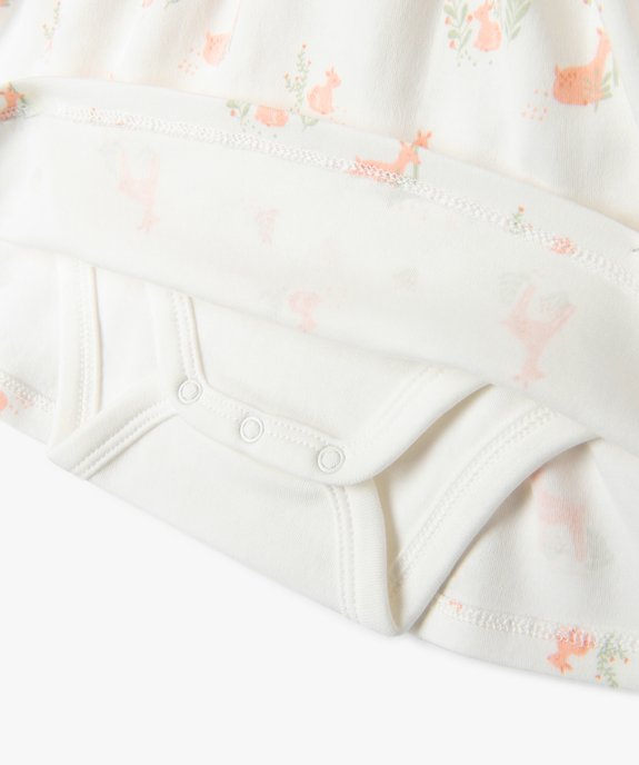 Robe manches longues en maille jersey avec body intégré bébé fille vue3 - GEMO(BB COUCHE) - GEMO